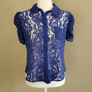 INC Puff Sleeve Lace Top